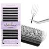 Natuhana 5D U Extension Ciglia 0.07mm C/D/L/LU Curl Forma U Ciglia Finte Ciuffetti Naturali Premade Fan Eyelash Extensions Volume Russo Professionale(Nero,0.07D,9mm)