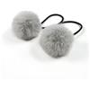 Blausky 5 elastici per capelli con pompon da donna, con pompon da 5 cm, per coda di cavallo, trecce sottili, colore grigio