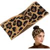 Lurrose Copricapo incrociato, fascia per capelli, scalda le orecchie, all'uncinetto, fascia turbante, fascia all'uncinetto, motivo leopardato, padiglione auricolare, parente-bambino