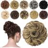 FESHFEN Chignon Finto per Capelli, Coda Chignon Capelli Extension Finti con Elastico Sintetica Ondulato Naturale Posticci per Capelli per Donne, 42g Castano Cenere e Biondo