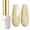 Imtiti Smalto Semipermanente Glitter, 15ml Smalto Semipermanente Unghie D'oro Glitter Soak Off UV Led Smalto Gel Unghie UV Naturale Gel Nail Polish Per Uso Professionale e Domestico