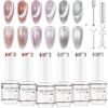 Nicedeco Kit 6 Pezzi da 5ml Smalto Gel Occhio di Gatto Trasparente Rosa Vetro con Magnete - Effetto Cristallo Liquido Lucido, Jelly Traslucida Riflettente UV, Lunga Durata per Salone e Fai-da-Te