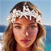 Atigy Cerchietti per capelli con stella marina, conchiglie bianche e perle, da spiaggia e da donna