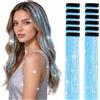 jooceebaby Tinsel Extension Capelli con Clip 55 cm, 46 Colori Neon Blu Extension Capelli Paillettes Glitter, Accessori Capelli Brillanti per Festa Festival Concerto Halloween Natale