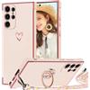 XTCASE Cover per Samsung Galaxy S26 Ultra con Cordino e Anello Supporto, Custodia Sottile Morbido Silicone TPU Antiurto Dorata Placcatura Protettiva Case con Regolabile Collana Tracolla, Rosa