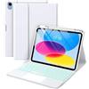 FAYGAOAI Custodia con Tastiera per iPad (A16) 11a/10a Generazione, Retroilluminata 7 Colori, Custodia con Tastiera Staccabile per iPad A16 11 Pollici 2025 10a Generazione 10,9 Pollici 2022,Bianca