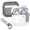 Generic Compatibile con custodia per AirPods, custodia per AirPods 4, in TPU di alta qualità, con chiusura a scatto, con cordino, chiusura a bottone, antiurto, a prova di caduta, supporta la ricarica wireless