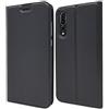 NALIA Flip Cover compatibile con Huawei P20 Pro, Custodia Sottile Verticale Protettiva Ecopelle Case, Magnetico Similpelle Cellulare Protezione, Slim Full-Body Telefono Etui, Colore:Nero Grigio