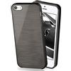 moex Cover in Silicone Compatibile con iPhone 5s / 5 / SE (2016) | Effetto Alluminio Spazzolato, Nero