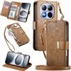 MOJIA Portafoglio Custodia per Xiaomi Redmi Note 15 Pro 5G / Poco X8 5G, Flip Cover in Pelle con Tracolla a Tracolla, Scomparto a Cerniera e Funzioni Multifunzione. Brown