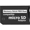 QTMMC Adattatore Memory Stick per PSP 1000 2000 3000 Micro SD a TF Convertitore Memory Stick PRO Duo MagicGate Card per Handycam Fotocamera Sony Playstation Portatile TF a MS Tools Nero