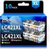 colorfly LC421XL Cartucce Compatibili per Brother LC421 XL LC-421XL Multipack per DCP-J1050DW DCP-J1140DW DCP-J1800DW MFC-J1010DW (4 Nero, 2 Ciano, 2 Magenta, 2 Giallo)