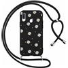 Foonary Cover con Cordino per Samsung Galaxy A20e 5,8, Custodia con Laccio Collana Tracolla Aesthetic Smile Disegni Morbido Antiurto TPU Necklace Protettiva Corda Case per Samsung A20e, Fiori 1