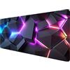 HZWFZB Tappetino per mouse con geometria 3D al neon, tappetino per mouse colorato con crepe, tappetino per mouse esteso con bordo cucito, base antiscivolo, grande tappetino per mouse per ufficio, tastiera