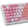 Hyekic PBT Keycaps + Clear PC Through Keycaps, 150 Keys Pink Jelly Pudding Cute Keycap, Double Shot Shine Through Cherry Profile Keycap for Cherry MX Switch ANSI & ISO Layout Mechanical Keyboard