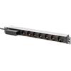 DIGITUS DN-95439 - Presa multipla da 19 - 7 prese - 1U - Con interruttore automatico - 250 V CA 50/60 Hz 16 A 4000 W - Per armadi di rete e server da 19 pollici