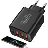 Generic Caricabatterie Da Muro USB - Adattatore Di Alimentazione Con Ricarica Rapida 40W, Presa A Muro Con 3 USB + 1 PD | Blocco Di Ricarica Per Smartphone, Tablet, Computer Portatile, Accessori Elettronici