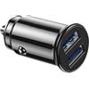 CJMUQHEHH Adattatore USB per accendisigari, Caricabatterie da auto, Ultracompatto, 2 porte USB, 5V/3.1A, Dispositivi compatibili, Mini in metallo, Ricarica per iPhone 16/15/14/13/Pro Max, Android, Huawei (Nero)