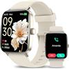 Yoever Smartwatch Donna Uomo, 1.85 Orologio Smartwatch con Chiamate e Notifiche WhatsApp, Fitness Tracker con Contapassi Sonno SpO2 Cardiofrequenzimetro, 110 Sportive, IP68 Watch per Android iOS Beige