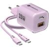 FORCELL Pack caricabatterie da muro 2 porte USB-A e USB-C 33W purple FORCELL F-Energy Crystal VT-41 cavo type-c PD QC4.0 tecnologia GaN3