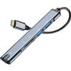QIANRENON 5 in 1 USB C multifunzione docking station adattatore tipo C maschio a doppio USB 2.0 TRRS 3,5 mm Audio TF/SD Card Reader Multi Port Hub Extender, per tablet, laptop, telefono, scheda di