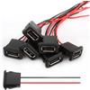VISSQH 6 Pezzi USB A Femmina Connettore, 2 Pin 3A Presa a Saldare, 2 Fili Montaggio a Pannello 22AWG Micro Femmina Jack Cavo Con Fibbia a Scatto
