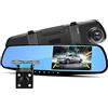 DISCORAMA SPECCHIETTO RETROVISORE MONITOR 4.3 REGISTRA RETROMARCIA 2 TELECAMERE DASHCAM AUTO 1080P, SPECCHIETTO TELECAMERA PER AUTO POSTERIORE - DISCORAMA®