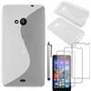 ebestStar - Cover Compatibile con Microsoft Nokia Lumia 535 Custodia Protezione S-Line Silicone Gel Morbida +Penna +3 Pellicole plastica, Trasparente [Apparecchio: 140.2 x 72.4 x 8.8mm, 5.0'']