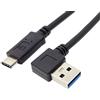 SYSTEM-S USB 3.1 Tipo C (maschio) a USB 3.0 A (maschio), connettore angolare a 90°, cavo dati ad angolo sinistro, cavo di ricarica, adattatore per cavo di ricarica (20 cm circa)