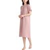 DISSA Camicia da notte da donna in 100% puro cotone, scollo rotondo, mezza bottone, a maniche corte, traspirante, non elasticizzata, Colore: rosa., XL