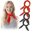 FUIPVGI 4 sciarpe quadrate in chiffon da donna, leggere retrò anni '50, sciarpa quadrata in chiffon per donna, morbida sciarpa da donna in tinta unita, 65 x 65 cm, rosso, nero., Taglia unica