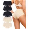 Levao Mutande da donna elasticizzate, comode, a vita media, traspiranti, morbide, per hipster da donna, confezione multipla, per sport da donna, confezione da 5, Nero * 3 + Nude * 2, XL