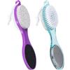 Beomeen Spazzola in pietra pomice per piedi 4 in 1, scrubber per piedi doccia, lima per piedi, rimozione calli, raspa per piedi e carta abrasiva, strumenti per pedicure con manico, piedi morbidi e