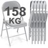 BULAGE Sedie pieghevoli in metallo, sedie da giardino pieghevoli, set da 6 comode sedie pieghevoli per matrimoni, ospiti, cucina, campeggio, colore bianco, fino a 150 kg