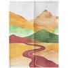 Surwin Tenda da Porta Interna Giapponese, Tende Oscuranti Noren Stile Giapponese Tende da Cucina Tenda da Divisoria Finestra Cucina Ristorante Dipinto di Paesaggio (85x180cm,Arancia)
