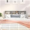 sephironlbb Testiera per letto in legno grigio cemento, 180 x 19 x 103,5 cm, con ripiani, montaggio a parete, vano portaoggetti, camera da letto, letto matrimoniale, schienale, lettura