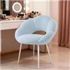 SDXYSTCE Sedia da Scrivania Imbottita e Comoda - Poltrona da Ufficio con Schienale Floreale - Sedia Moderna per Trucco in Tessuto Teddy - Bianco e Blu