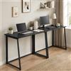 GOKHOMX Scrivanie pieghevoli Confezione da 2 Scrivania doppia Tavolo computer Smart Working Sala riunioni Combinazione a L Salvaspazio Angoli arrotondati Nero Set da 2 80x40x74cm
