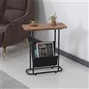 [en.casa] Tavolino Basso (AxLxP) 64x55x24cm Tavolino Laterale da Divano con Contenitore Portariviste in Tessuto - Nero/Effetto Noce