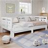 boorbin Letto da giorno allungabile, in pino massiccio, con 2 posti letto e rete a forma di cuore, colore: bianco (90 x 200 cm)