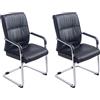 CLP Set Di 2 Sedie Da Conferenza A Sbalzo XXL Anubis Con Rivestimento In Similpelle I Easy Care Con Braccioli, Colore:nero