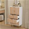 HYNHXBP Cassettiera a 5 cassetti in legno e bianco con gambe dorate, mobile portaoggetti elegante e salvaspazio per camera da letto moderna, 110 x 60 x 34 cm