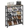CHOEZON Scarpiera a 5 Ripiani per 12-16 Paia di Scarpe, Scaffale Portascarpe con Piano in Legno, Struttura Metallica, Piedini Regolabili, per Ingresso, Corridoio, Greige e Nero DTXJ02BG