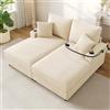 Trdlpyn Divano Letto Matrimoniale con Porta Cellulare, Porta USB e Portabicchieri, Divano a 2 Posti in Velluto a coste, divano letto con funzione letto, Sofà per Soggiorno Appartamento(Beige)