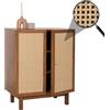 Mendler Credenza HWC-M51, Mobile cassettiera, vani portaoggetti, Legno Massiccio Mango Kubu Rattan 98x79x42cm - Color Noce