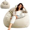 Umllpet Pouf XL, rivestimento per pouf, pouf a forma di goccia, solo rivestimento (senza imbottitura), per adulti e bambini, da gioco, per soggiorno, divano, esterno, 100 x 120 cm (beige)