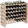 Lenmar RW-STK Portabottiglie in legno, capacità 48-60 bottiglie, 6 livelli, colore beige, ideale per cantina o soggiorno, scaffale decorativo per bottiglie di vino (RW-STK-48)