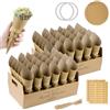 KORVORIA 60 Pezzi Coni Riso Matrimonio con 2 Porta Confetti per Confettate, Kit Coni Portaconfetti Carta Kraft Fai da Te, Scatoline per Lancio Riso, Battesimo e Comunione