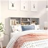 sephironlbb Testiera per letto grigio cemento, 120 x 19 x 103,5 cm, con ripiani, in legno, per camera da letto, montaggio a parete, design moderno, accessorio per letto