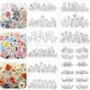 Lyxhag 4 fogli stabilizzanti solubili in acqua - fiori prestampati, arbusti in fiore e foglie disegni - Stick & Stitch carta da ricamo per gli amanti del cucito a mano